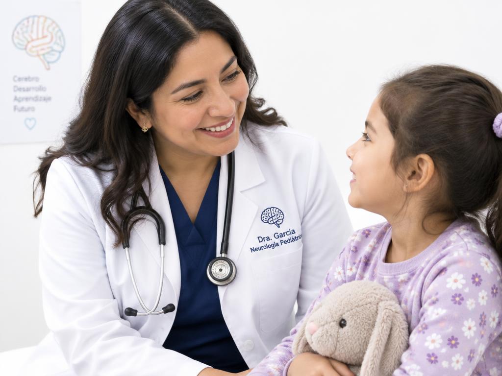 Neuróloga pediatra con paciente
